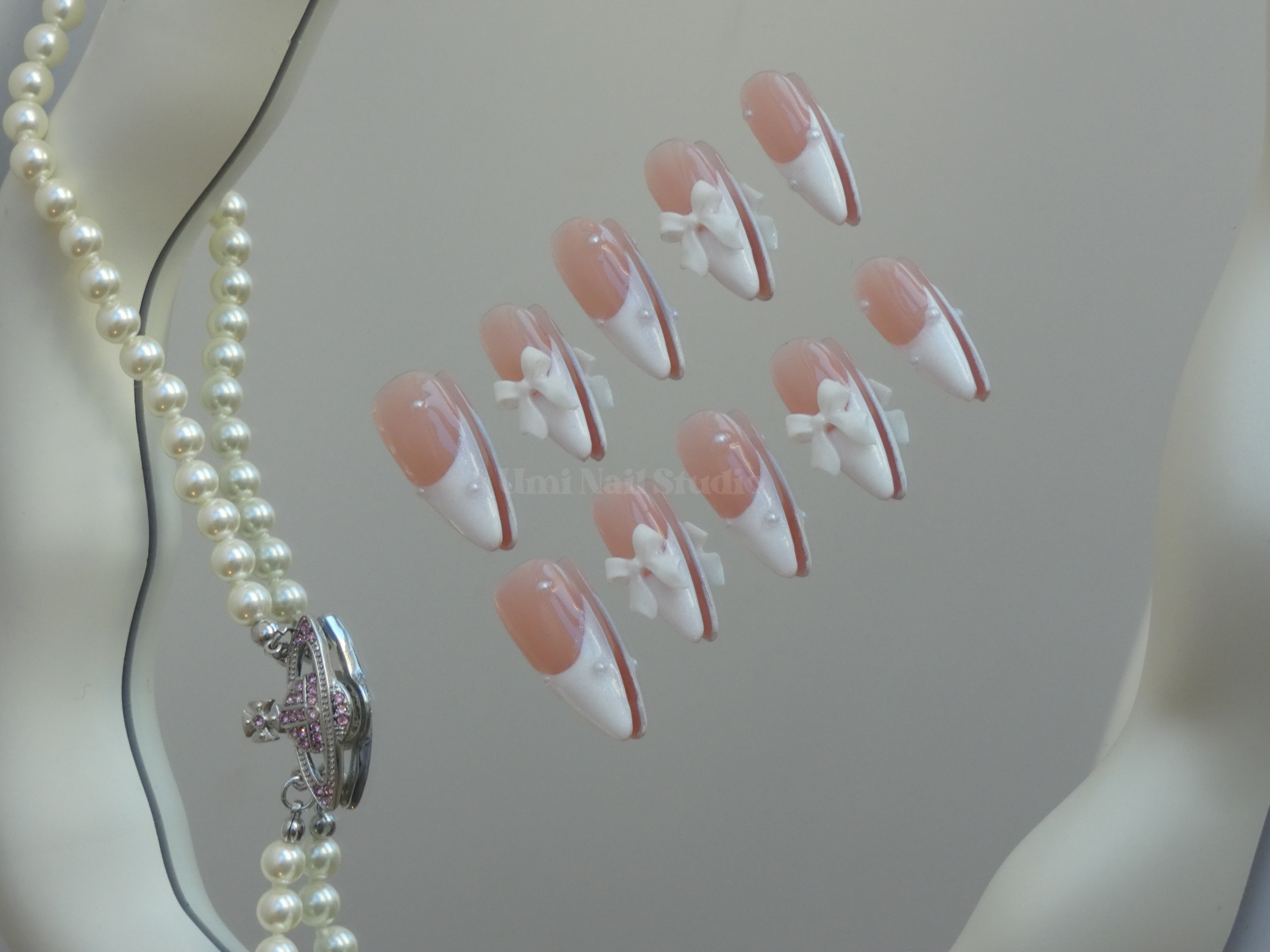 White Bow French Press-Ons