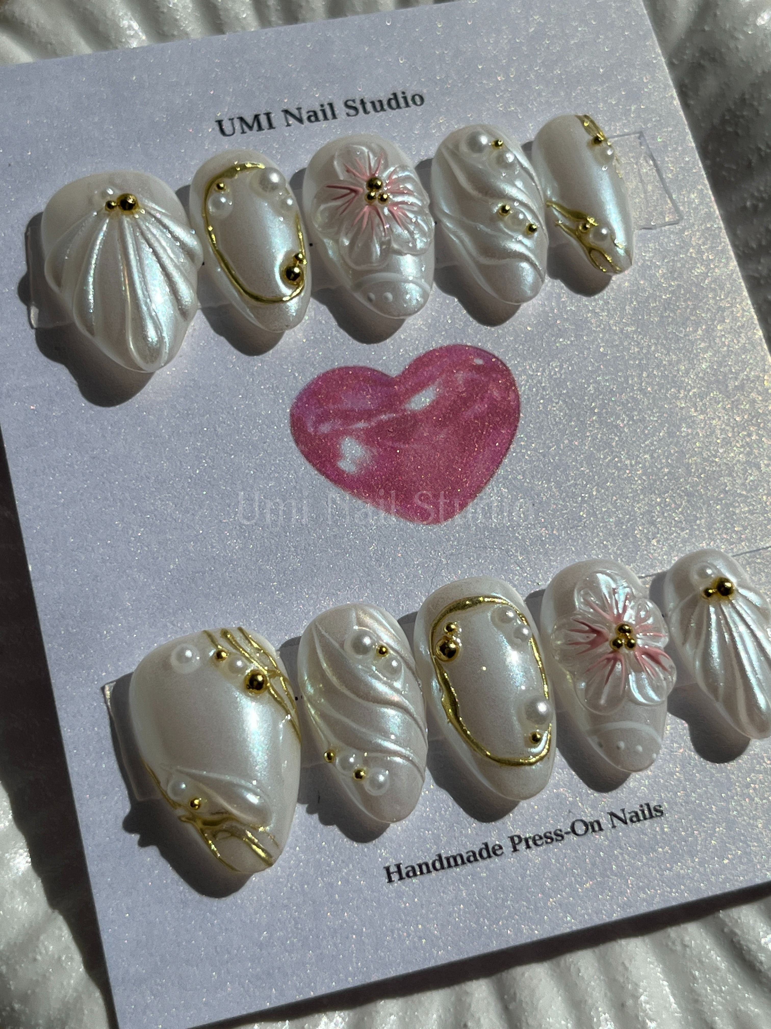 Blanc Luxe 3D Press-On Nails