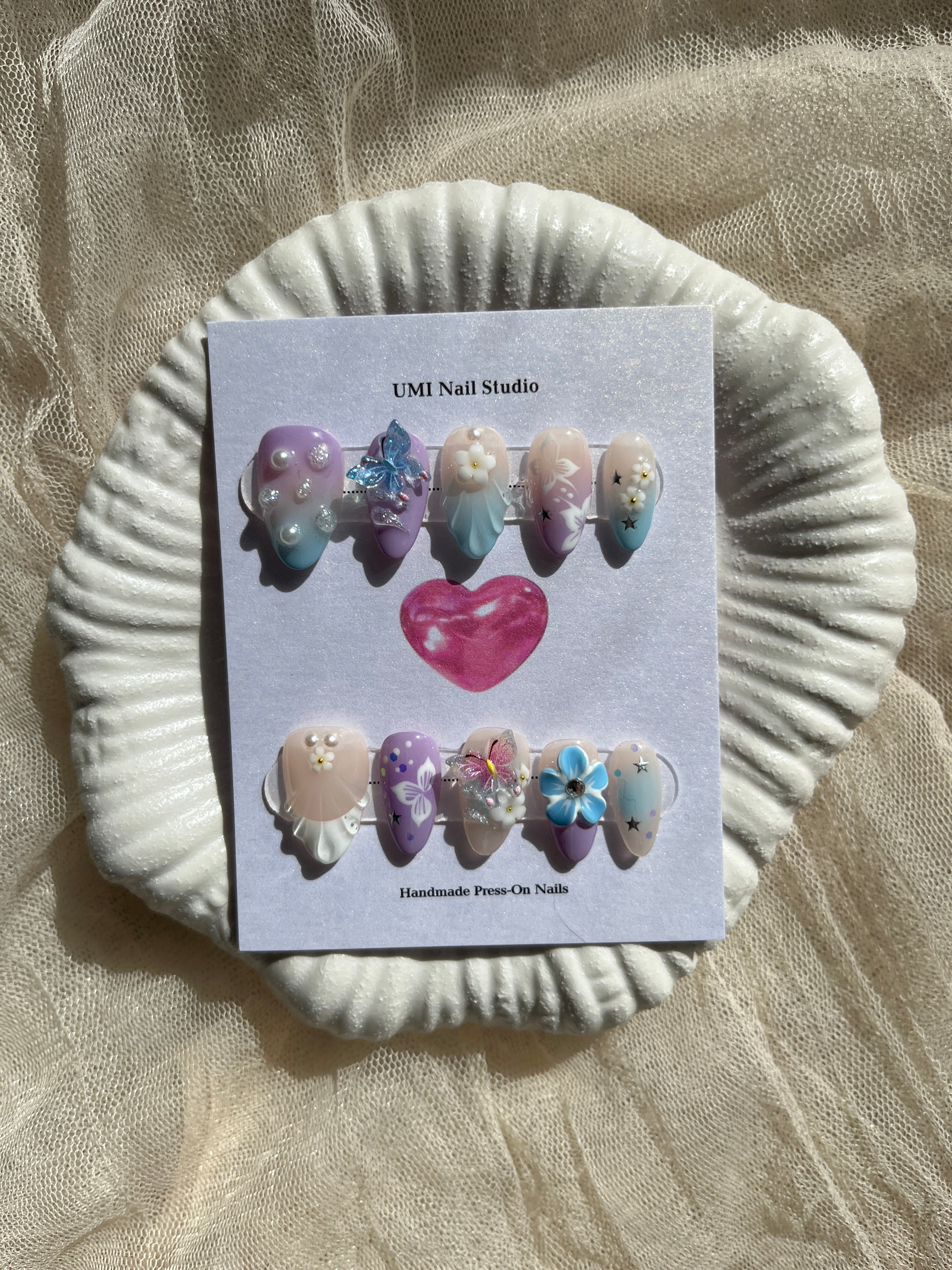 Coral – Pastel Dream Garden | Handmade Press‑On Nails