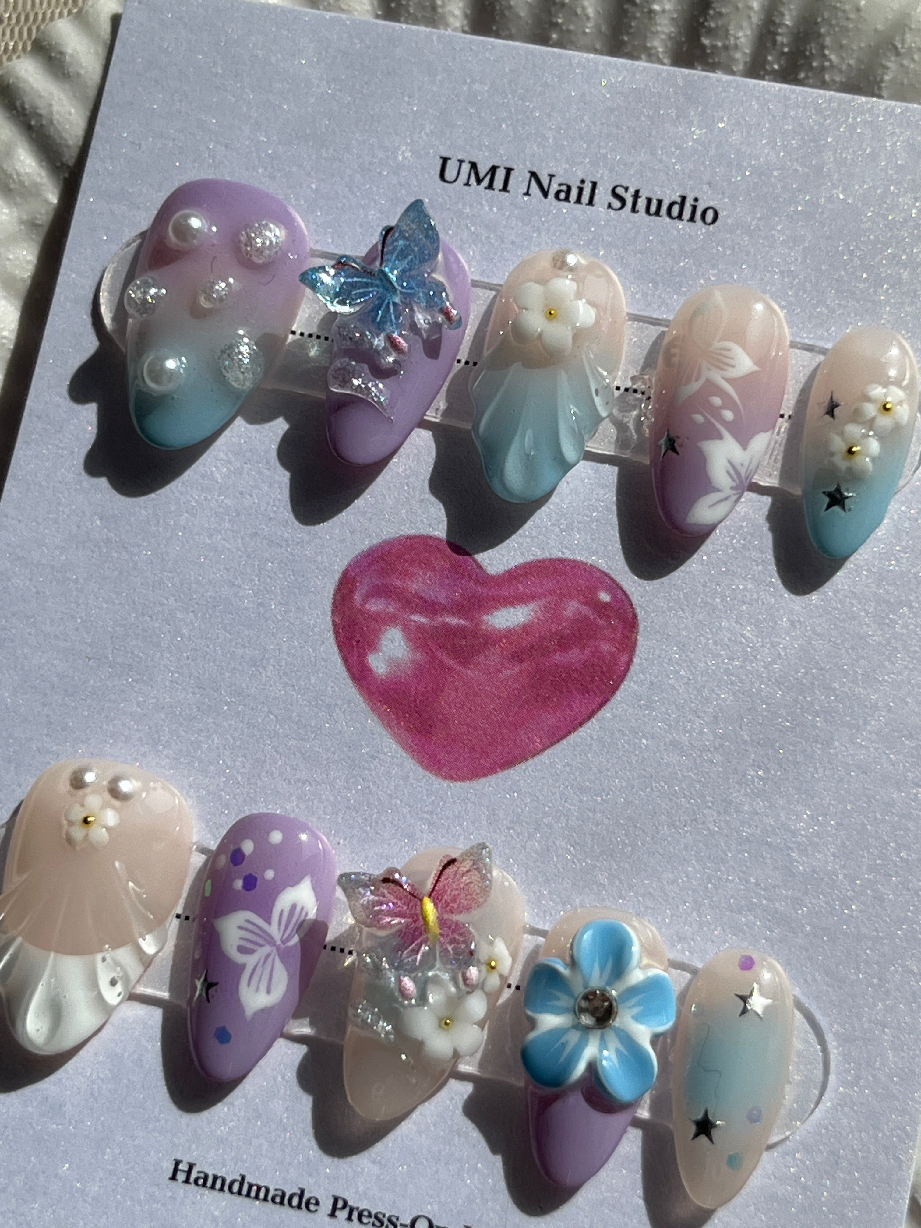Coral – Pastel Dream Garden | Handmade Press‑On Nails