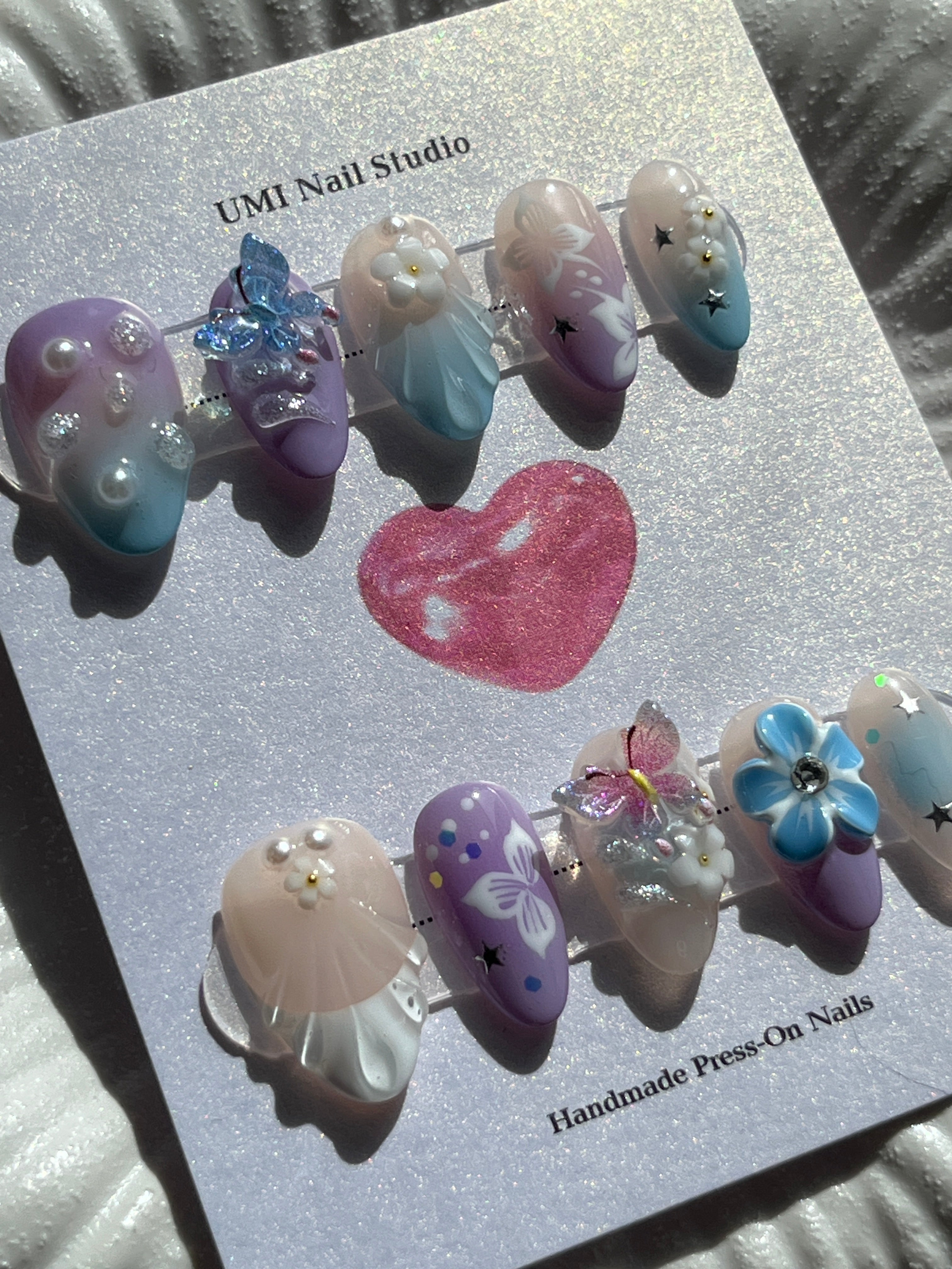 Coral – Pastel Dream Garden | Handmade Press‑On Nails